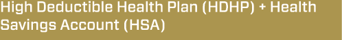 High Deductible Health Plan (HDHP) + Health Savings Account (HSA)